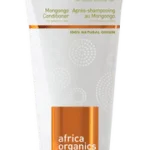Pureday Tube of Africa Organics - Mongongo Shampoo og balsam til farvebehandlet hår, med hvidt og orange design, udstillet på en hvid baggrund med naturlige elementer.